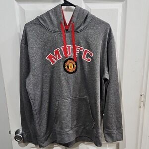 Manchester United MUFC Gray Pullover Hoodie Soccer Football Size Large